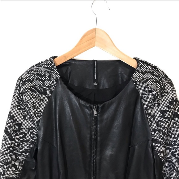 W118 By Walter Baker Leather And Houndstooth Coat - Picture 3 of 4